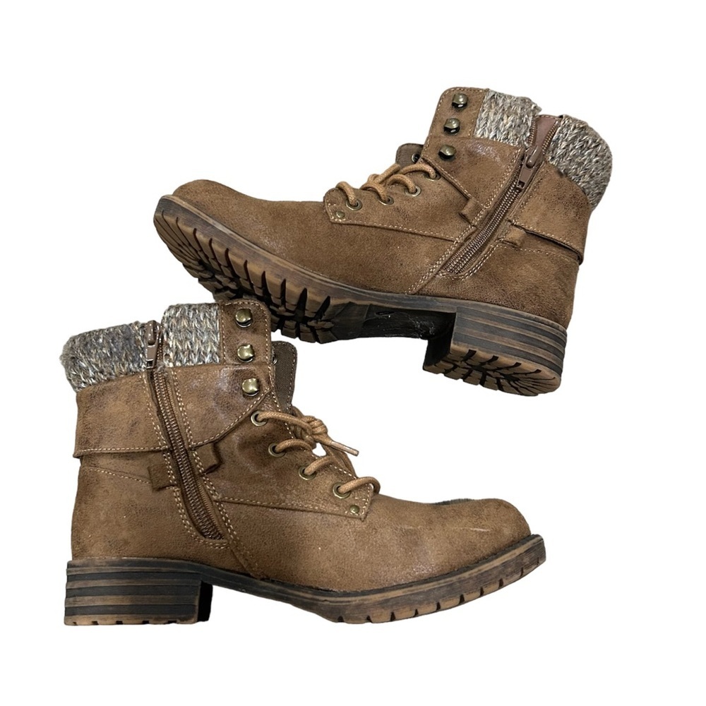 B52 Bullboxer Brown Short Chunky Heel Zip Boots Girls